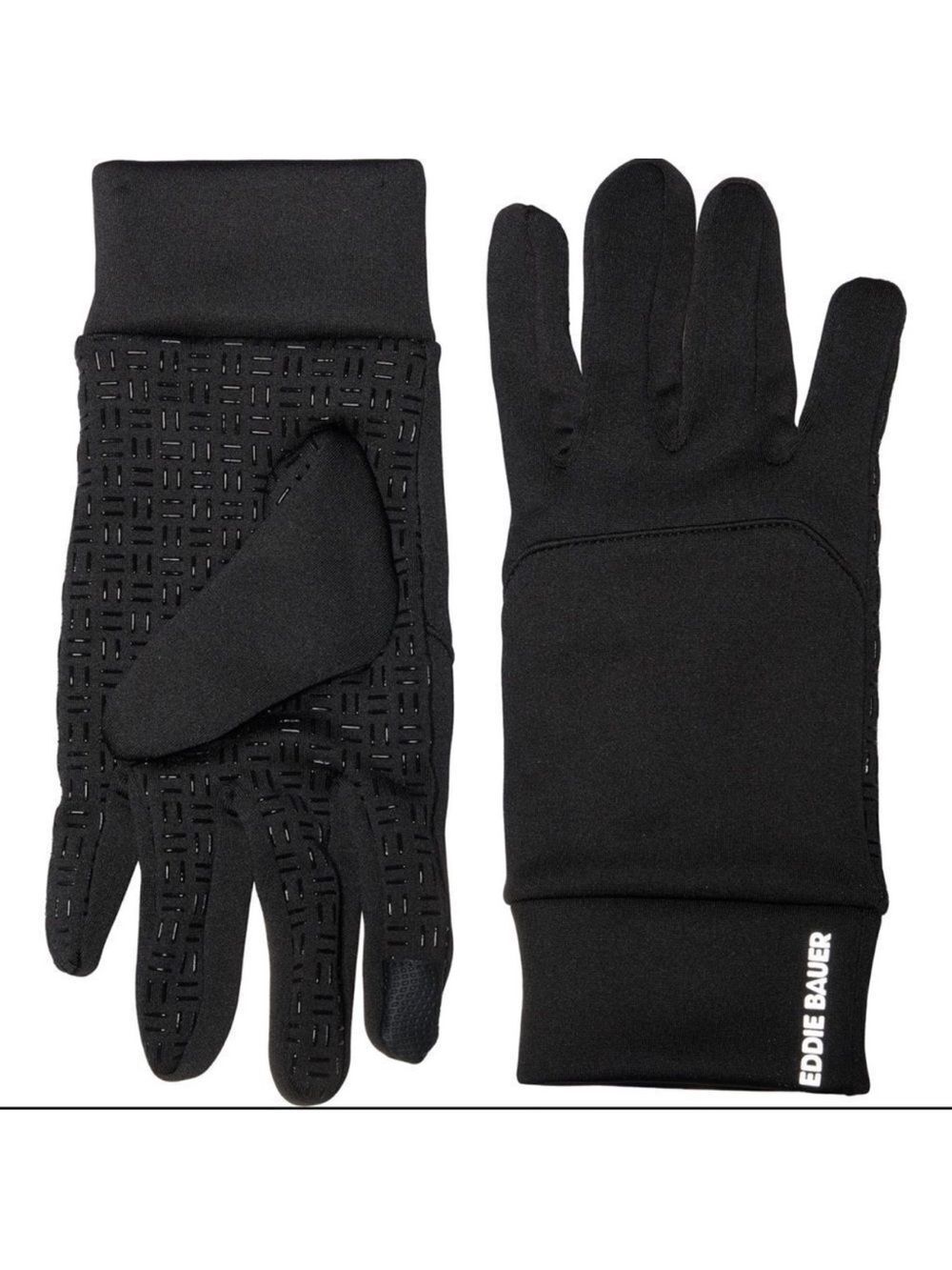 Eddie Bauer L/XL Black Men’s Alpine Double Fleece Touch Tip Rubber Grip Gloves